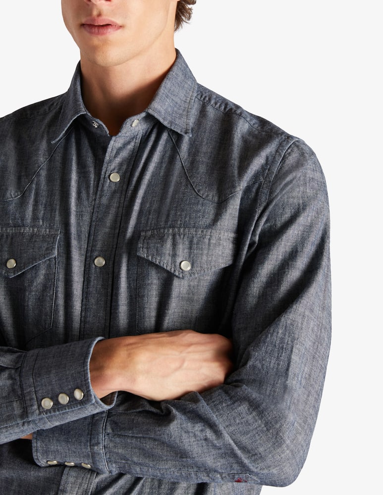 Slowear Glanshirt Camicia regular fit in chambray di cotone - immagine 4 Slowear Glanshirt Camicia regular fit in chambray di cotone - immagine 4