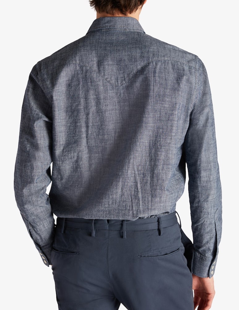 Slowear Glanshirt Camicia regular fit in chambray di cotone - immagine 3 Slowear Glanshirt Camicia regular fit in chambray di cotone - immagine 3
