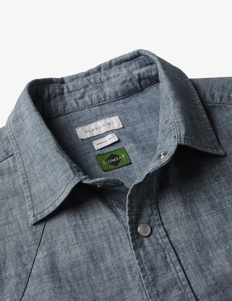 Slowear Glanshirt Camicia regular fit in chambray di cotone - immagine 5 Slowear Glanshirt Camicia regular fit in chambray di cotone - immagine 5