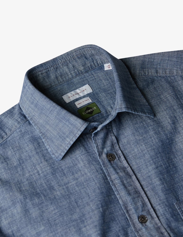 Slowear Glanshirt Camicia regular fit in chambray di cotone - immagine 4 Slowear Glanshirt Camicia regular fit in chambray di cotone - immagine 4