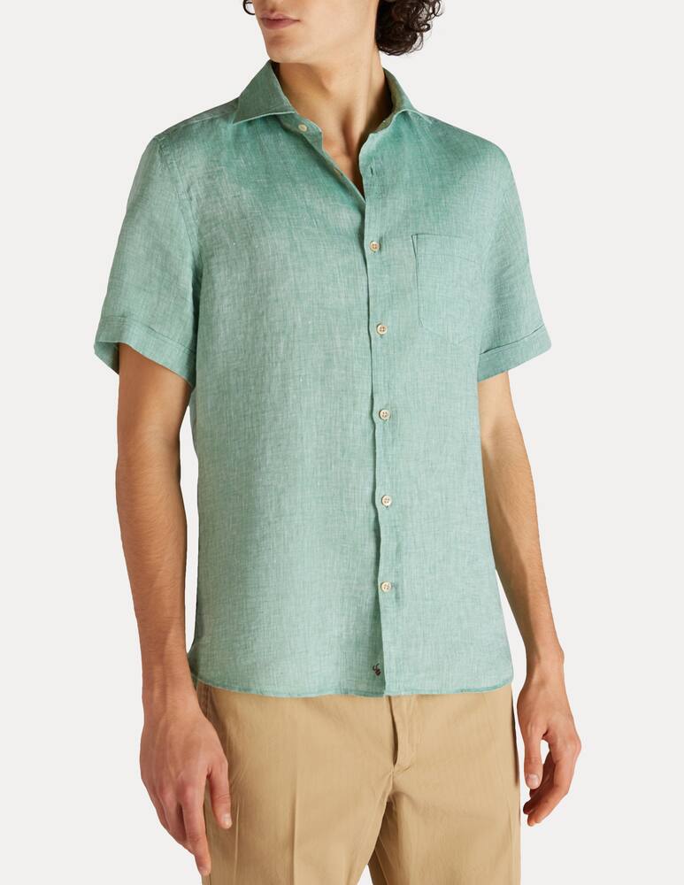 rinascente Slowear Glanshirt Short sleeved slim fit linen shirt