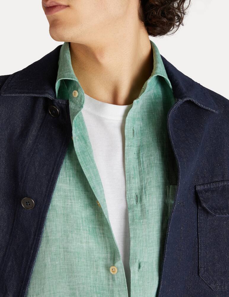 rinascente Slowear Glanshirt Short sleeved slim fit linen shirt
