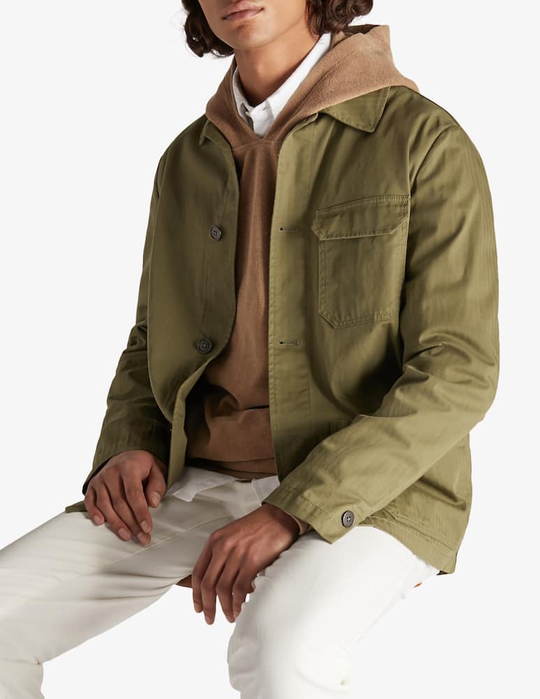 rinascente Slowear Montedoro Regular fit overshirt in cotton chevron 