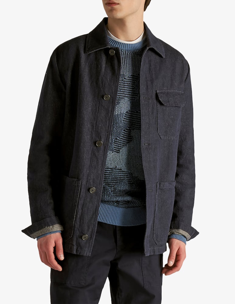 Slowear Montedoro Blusa regular fit in cotone lino effetto denim - immagine 1 Slowear Montedoro Blusa regular fit in cotone lino effetto denim - immagine 1