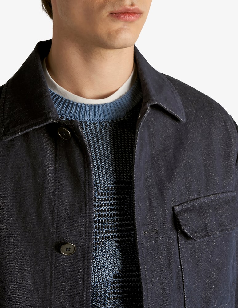 Slowear Montedoro Blusa regular fit in cotone lino effetto denim - immagine 4 Slowear Montedoro Blusa regular fit in cotone lino effetto denim - immagine 4