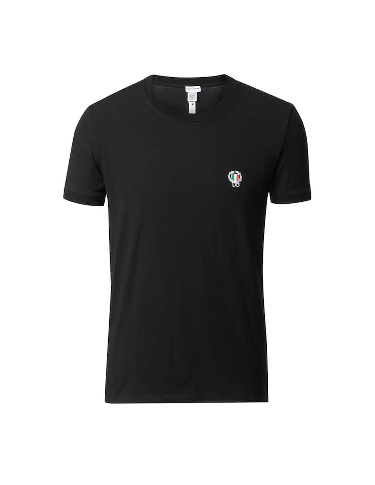 Dolce & Gabbana T-shirt girocollo in cotone stretch - immagine 1 Dolce & Gabbana T-shirt girocollo in cotone stretch - immagine 1