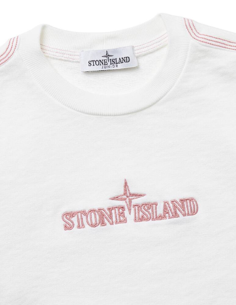 rinascente Stone Island Junior Felpa girocollo in cotone - Bianco