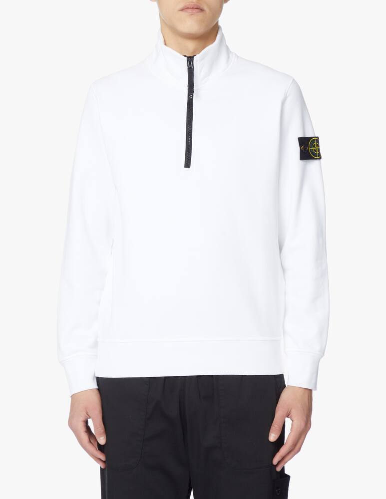 rinascente Stone Island Felpa mezza zip - bianco