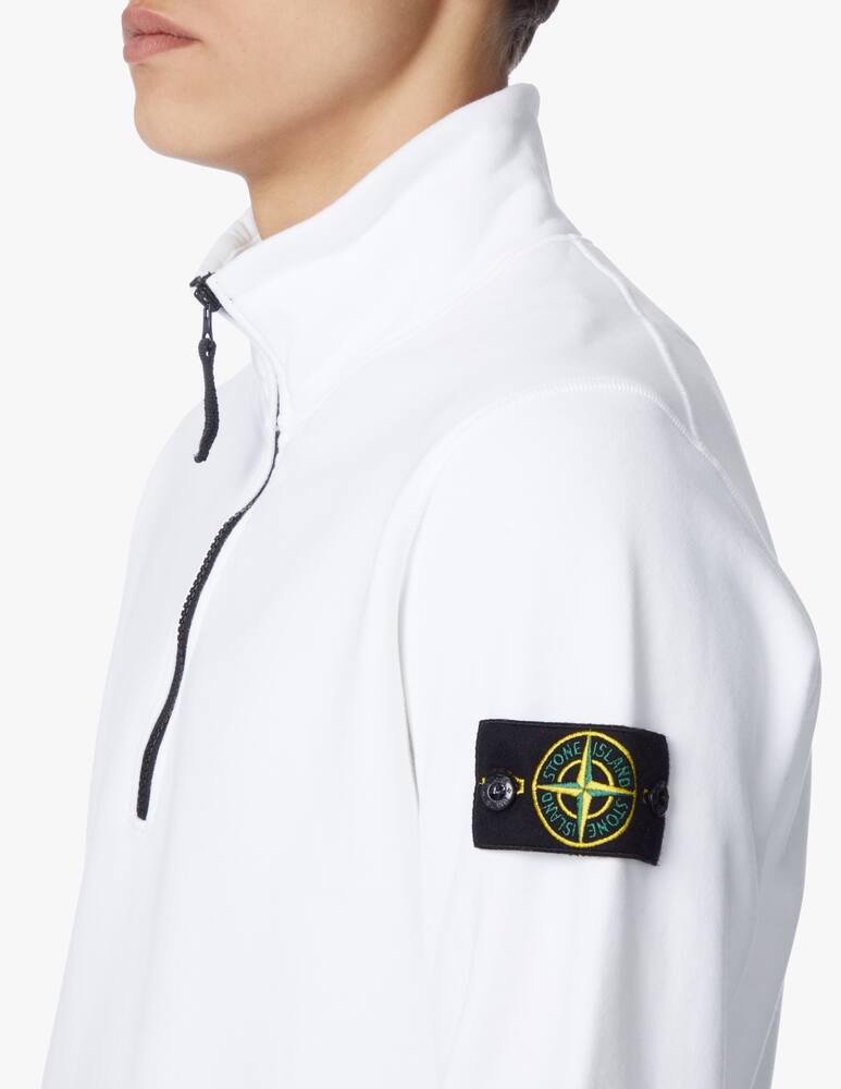 rinascente Stone Island Felpa mezza zip - bianco