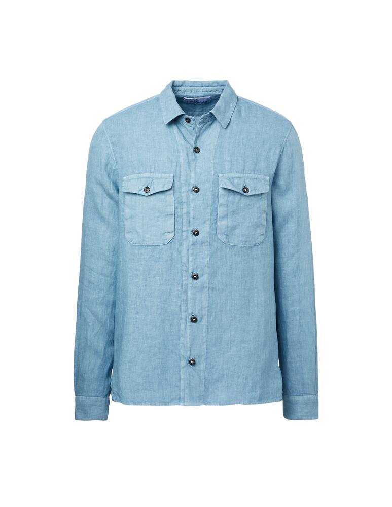 rinascente Stone Island Camicia manica lunga lino stellina - azzurro