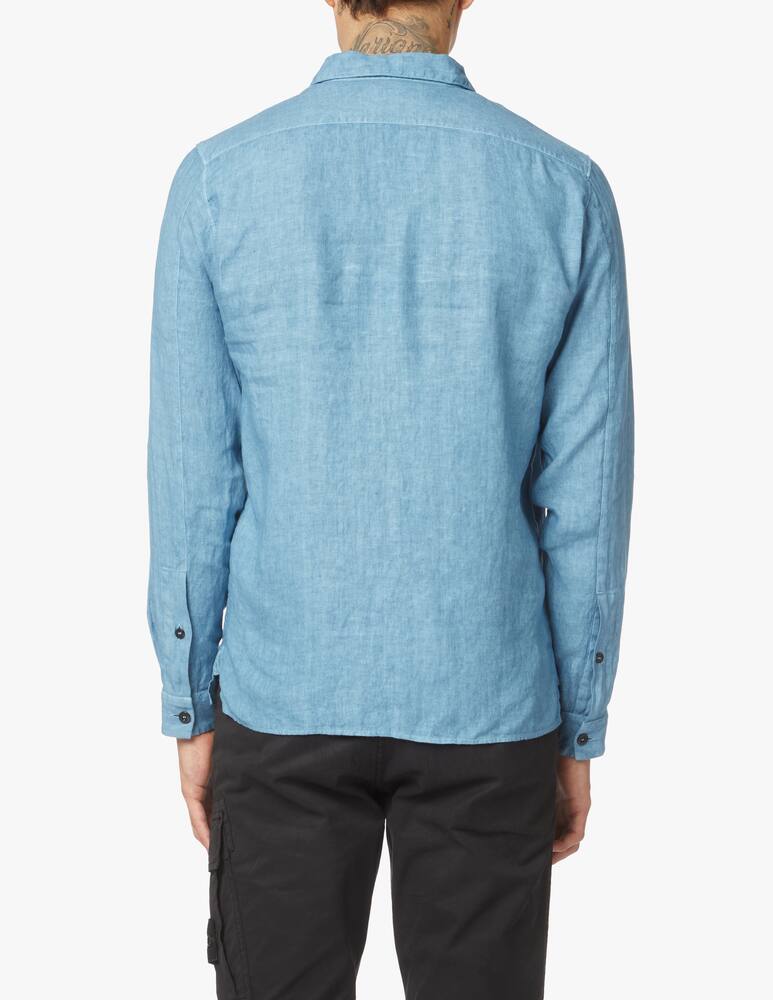 rinascente Stone Island Camicia manica lunga lino stellina - azzurro