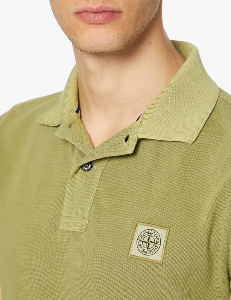 rinascente Stone Island Washed piquet polo - green