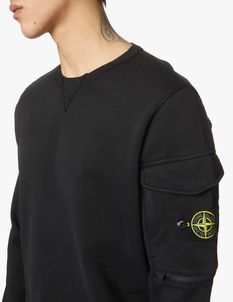 rinascente Stone Island Felpa girocollo tasca manica - nero