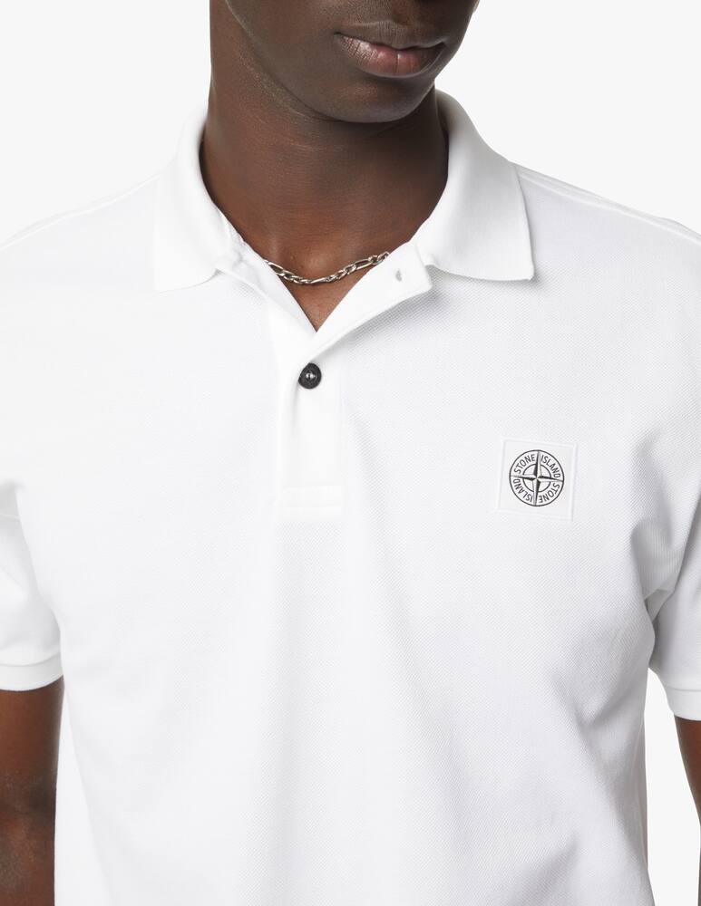 rinascente Stone Island Polo piquet con patch regular - bianco