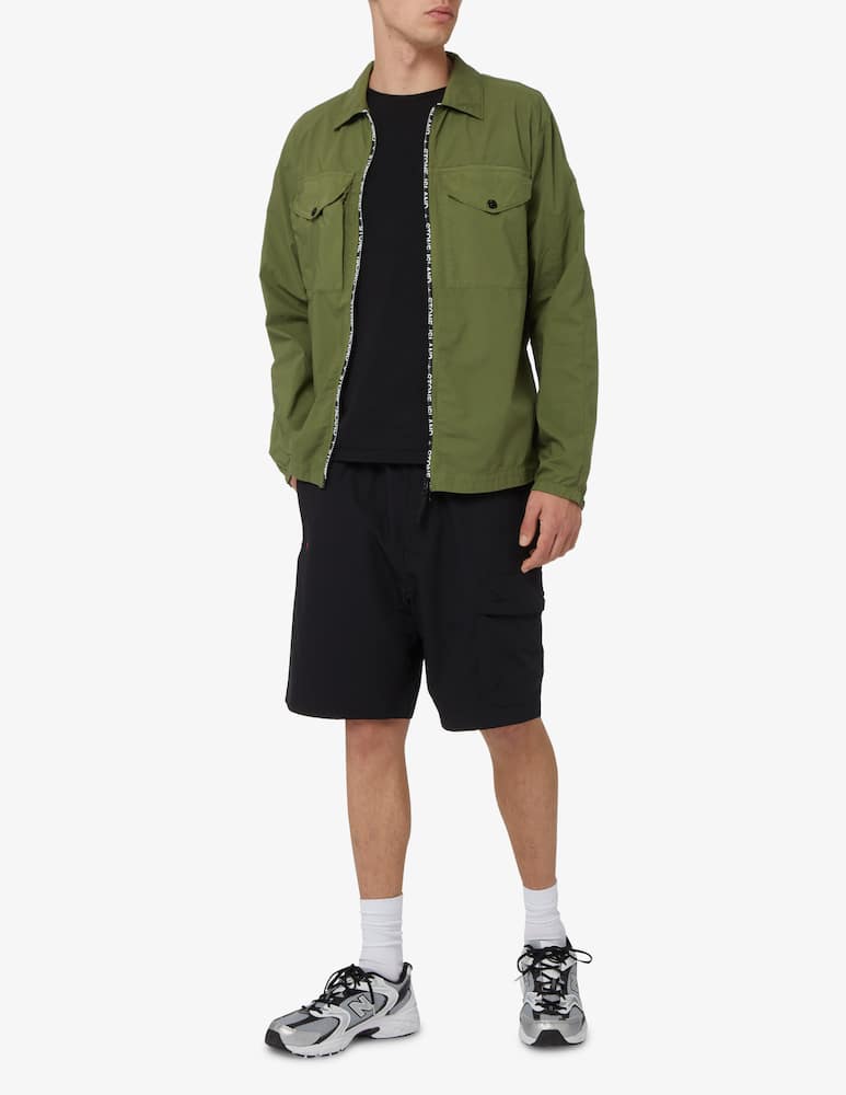 rinascente Stone Island Giacca overshirt zip logo easy summer - oliva