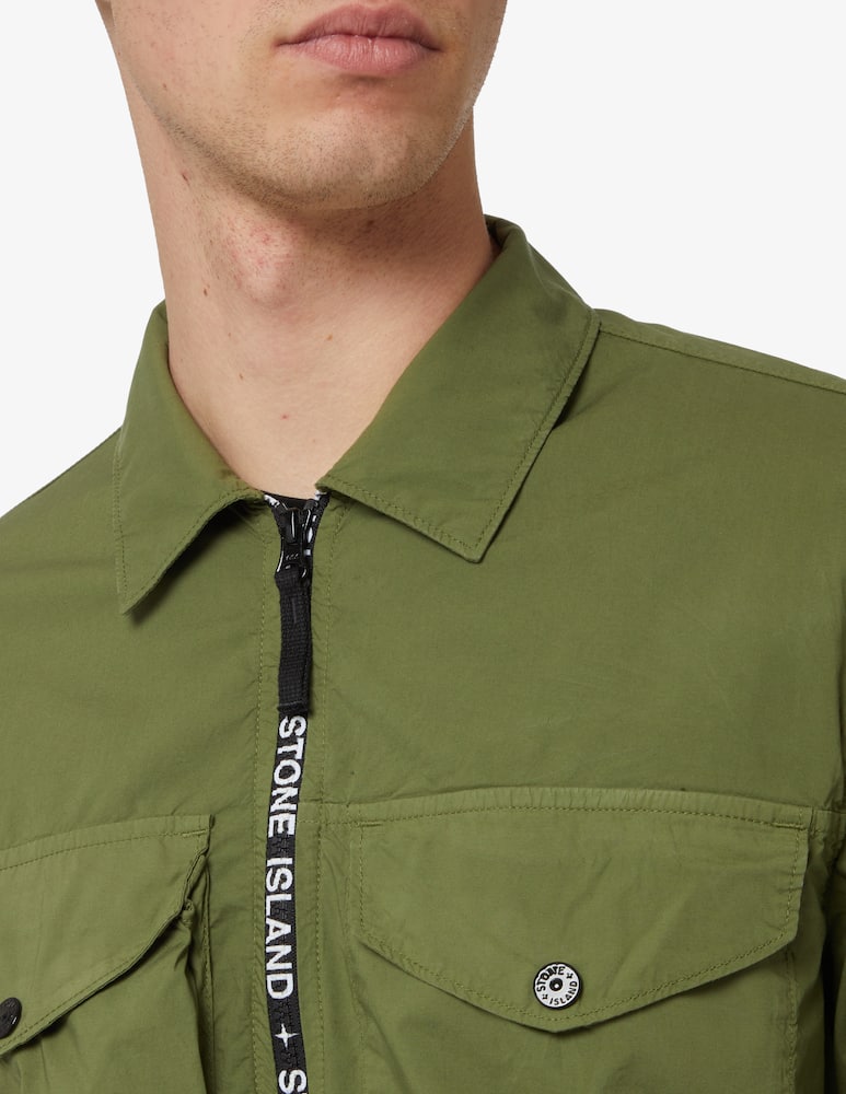 rinascente Stone Island Giacca overshirt zip logo easy summer - oliva