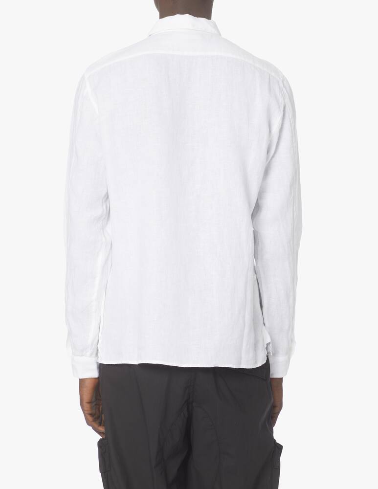 rinascente Stone Island Small star long sleeve linen shirt - white