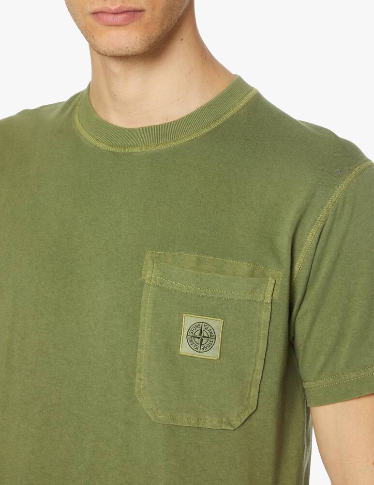 rinascente Stone Island Patch pocket washed basic t-shirt - olive