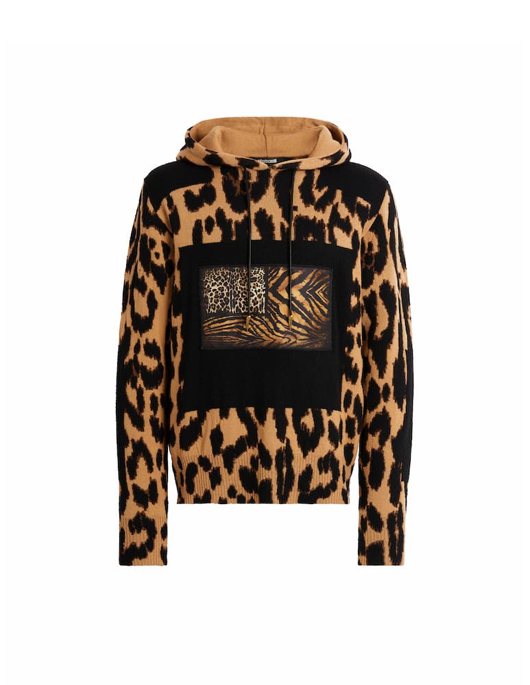rinascente Roberto Cavalli Felpa con cappuccio motivo animalier