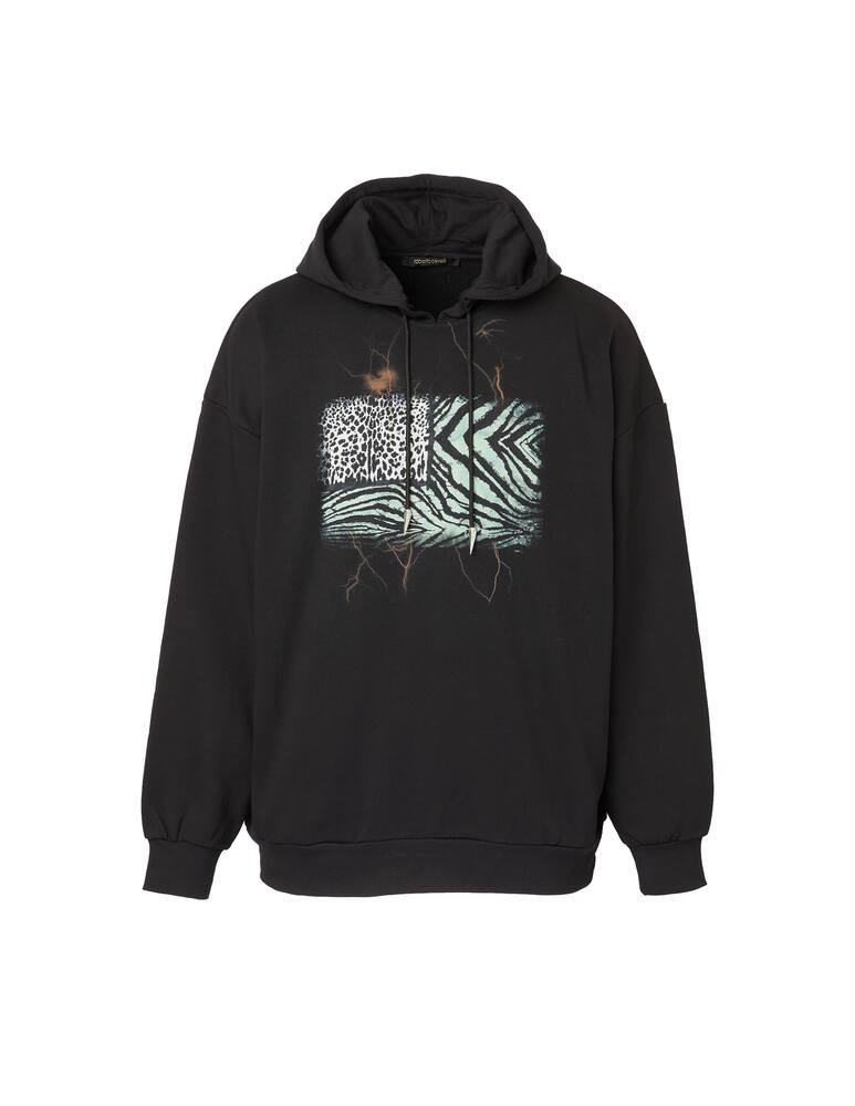 rinascente Roberto Cavalli Felpa girocollo con bandiera - nero