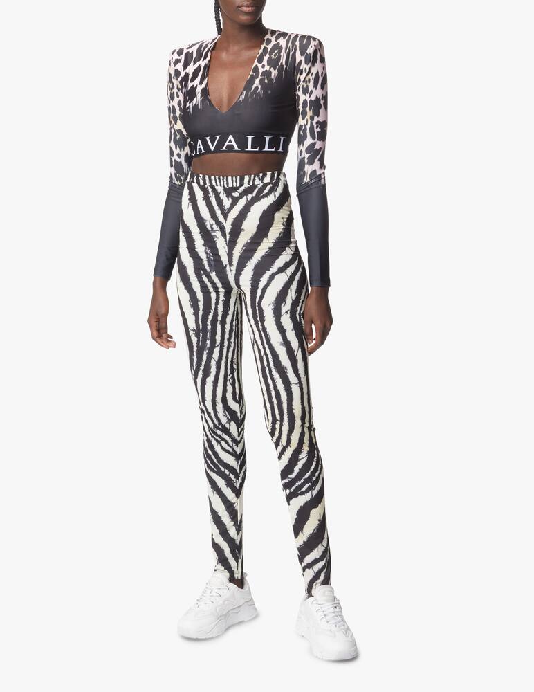 rinascente Roberto Cavalli Top crop a manica lunga con logo Macu - nero