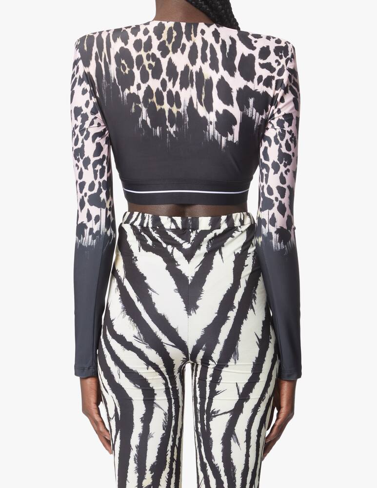 rinascente Roberto Cavalli Top crop a manica lunga con logo Macu - nero