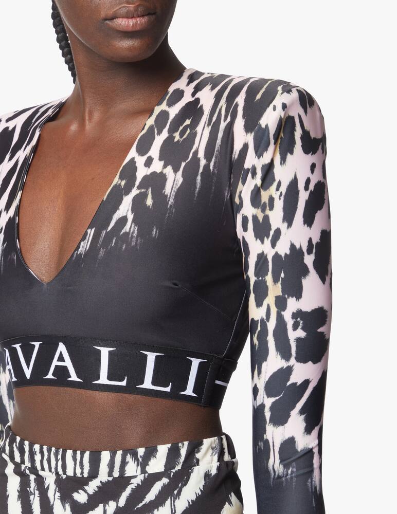 rinascente Roberto Cavalli Top crop a manica lunga con logo Macu - nero