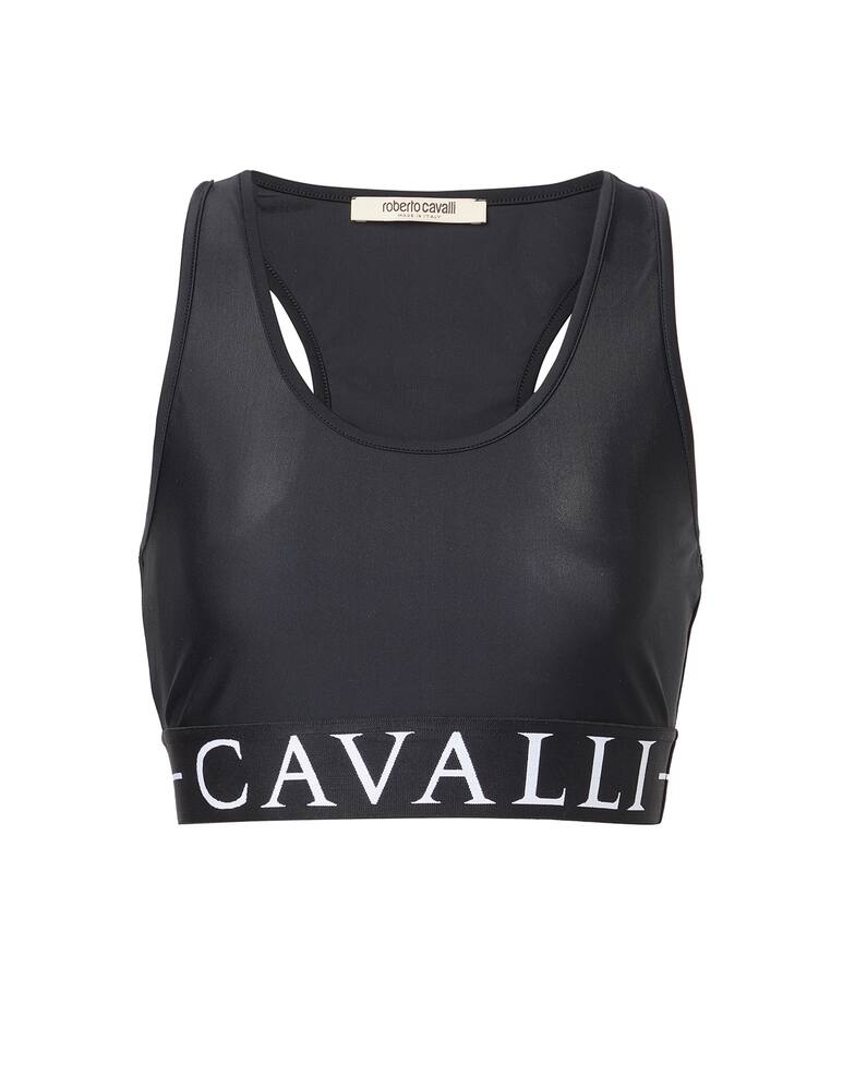 rinascente Roberto Cavalli Top crop con logo - nero