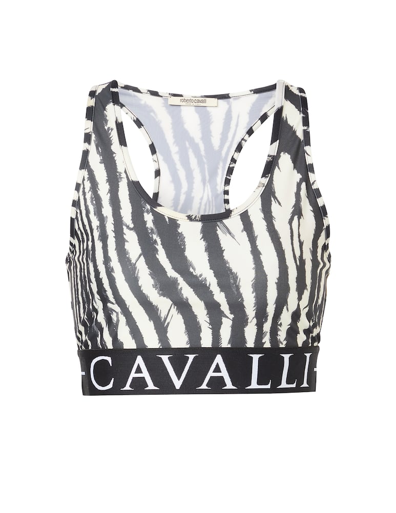 rinascente Roberto Cavalli Top crop con logo Macu - bianco