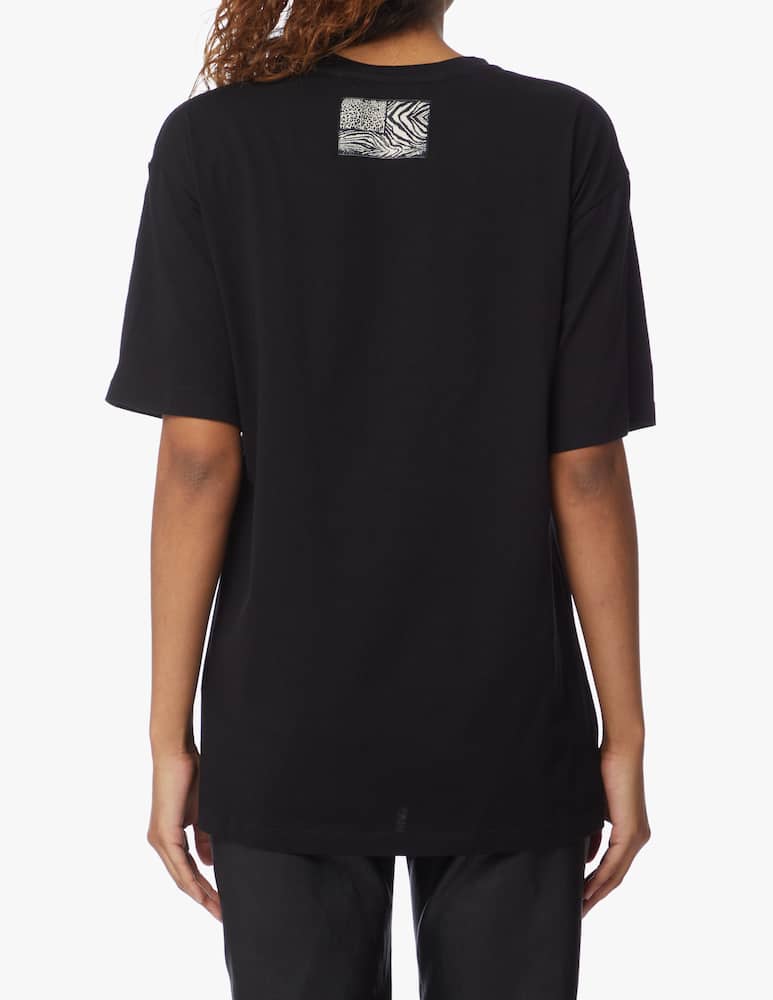 rinascente Roberto Cavalli Cotton oversized t-shirt with logo - black