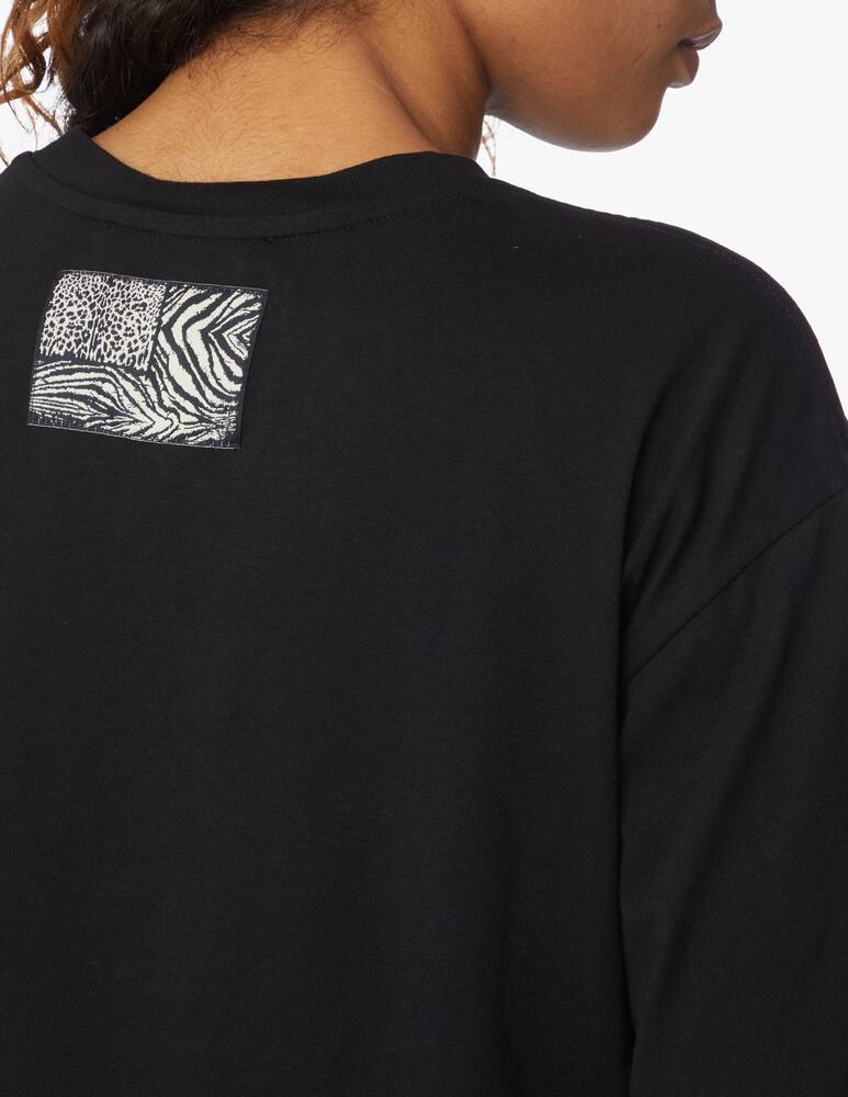 rinascente Roberto Cavalli Cotton oversized t-shirt with logo - black