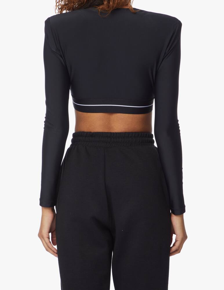 rinascente Roberto Cavalli Top crop a manica lunga con logo - nero