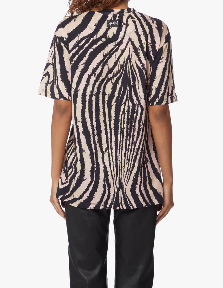 rinascente Roberto Cavalli T-shirt oversized in cotone stampa zebra - nero