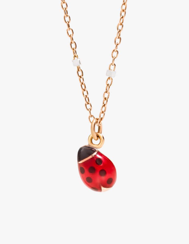 rinascente DoDo Necklace Mini Ladybug rose gold red and black enamel