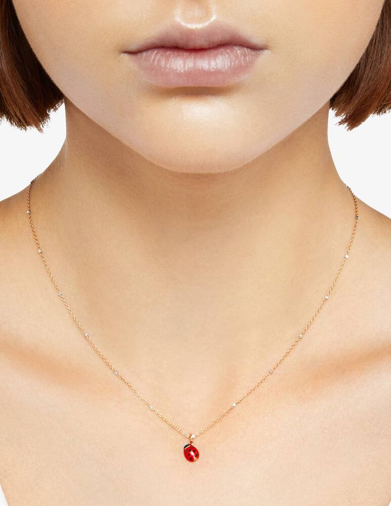 rinascente DoDo Necklace Mini Ladybug rose gold red and black enamel