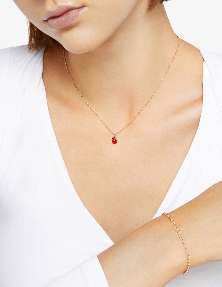 rinascente DoDo Necklace Mini Ladybug rose gold red and black enamel