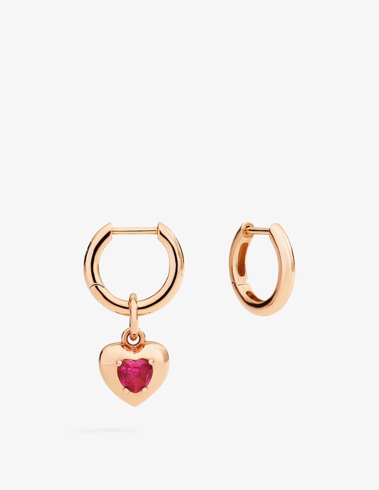 rinascente DoDo 9K rose gold heart charm with synthetic ruby