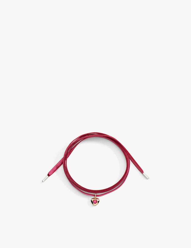 rinascente DoDo 9K rose gold heart charm with synthetic ruby