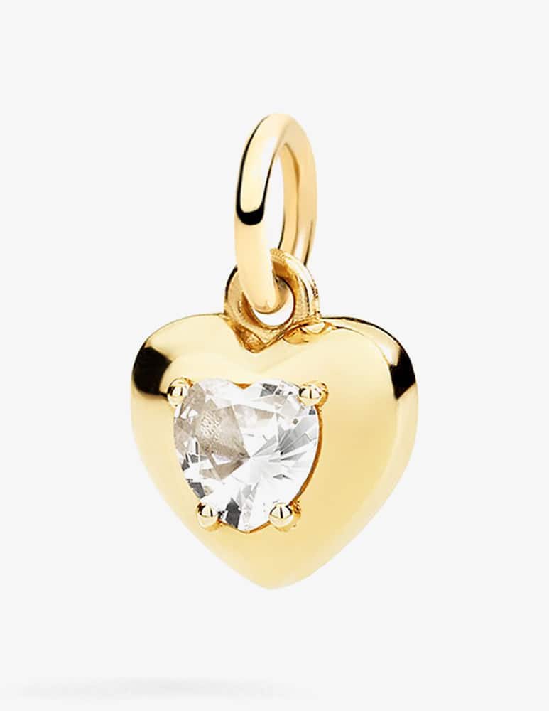 DoDo Charm Cuore in oro giallo 9K e zaffiro bianco sintetico - immagine 1 DoDo Charm Cuore in oro giallo 9K e zaffiro bianco sintetico - immagine 1