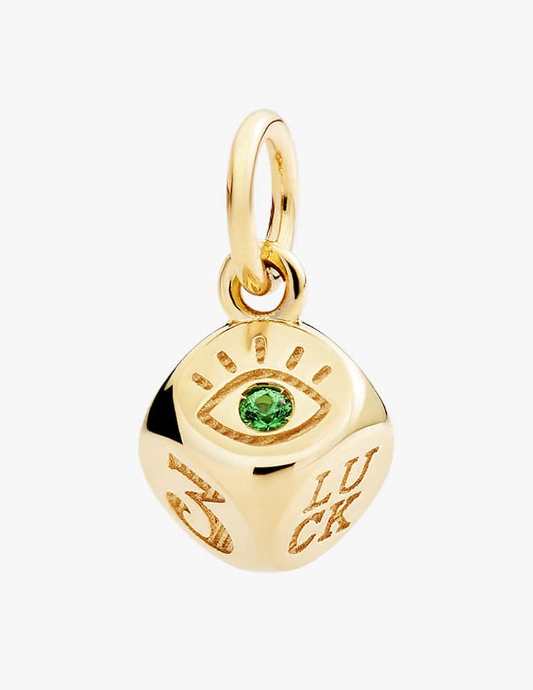 rinascente DoDo 9k yellow gold dice charm with tsavorite (0.02 ct)