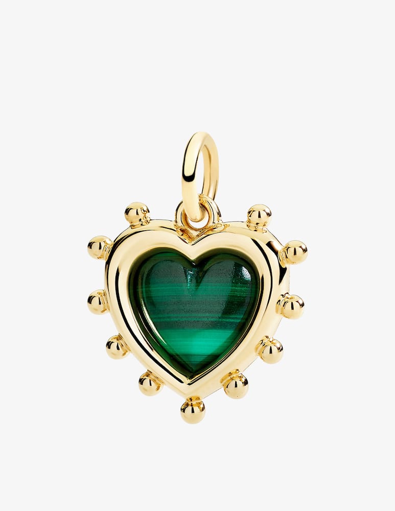 rinascente DoDo 9k yellow gold and sterling silver heart charm in with malachite (1.6 ct)