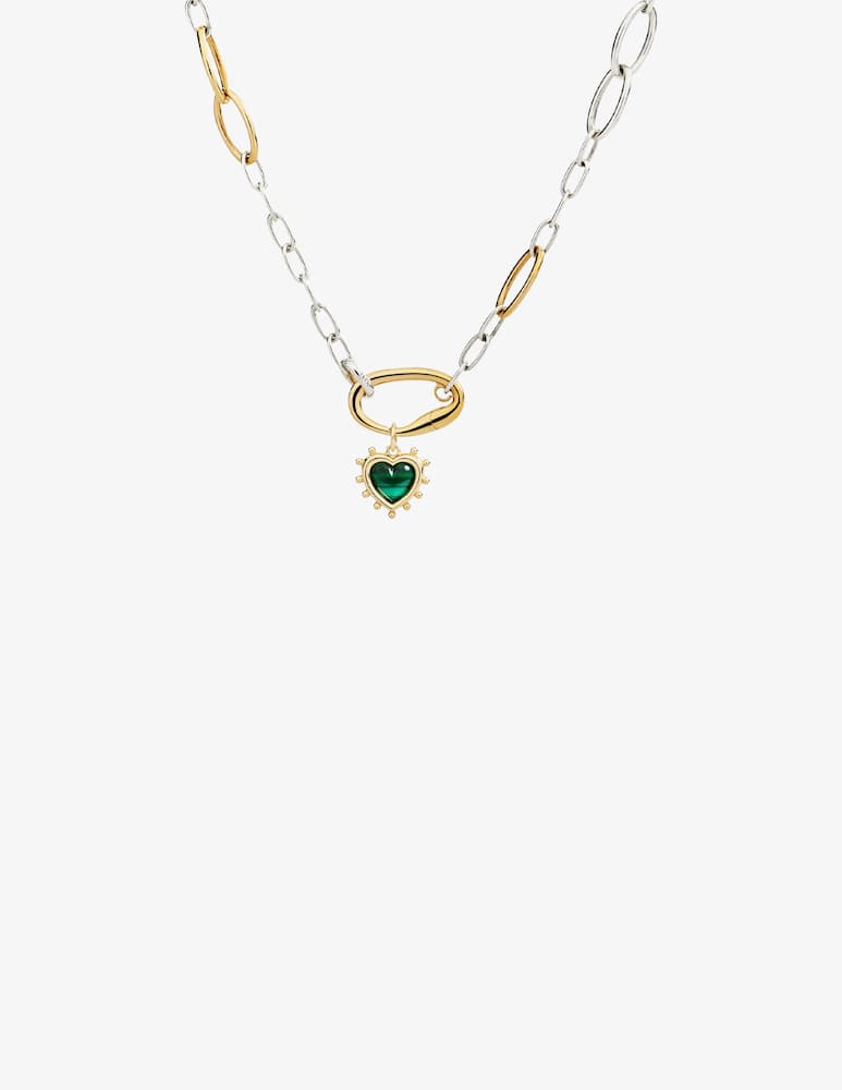 rinascente DoDo 9k yellow gold and sterling silver heart charm in with malachite (1.6 ct)