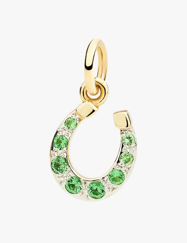 rinascente DoDo Ciondolo ferro di cavallo in oro giallo 9K con 8 tsavoriti verdi (ct 0,12)