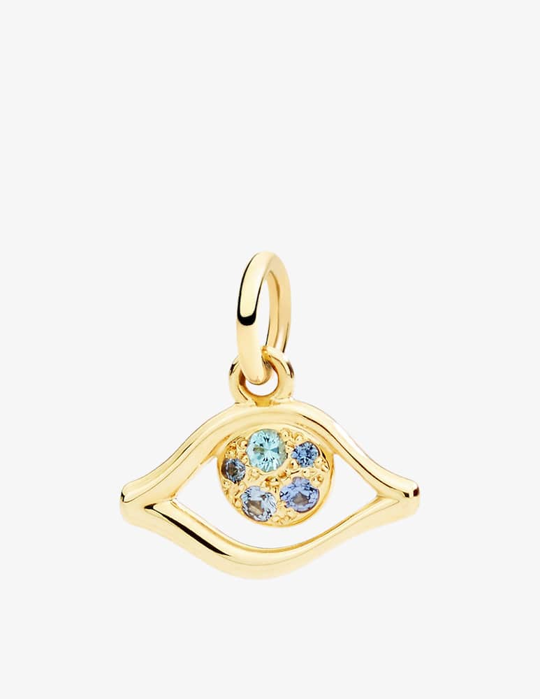 rinascente DoDo Ciondolo occhio oro giallo 9K con 4 zaffiri blu pastel e 1 topazio swiss