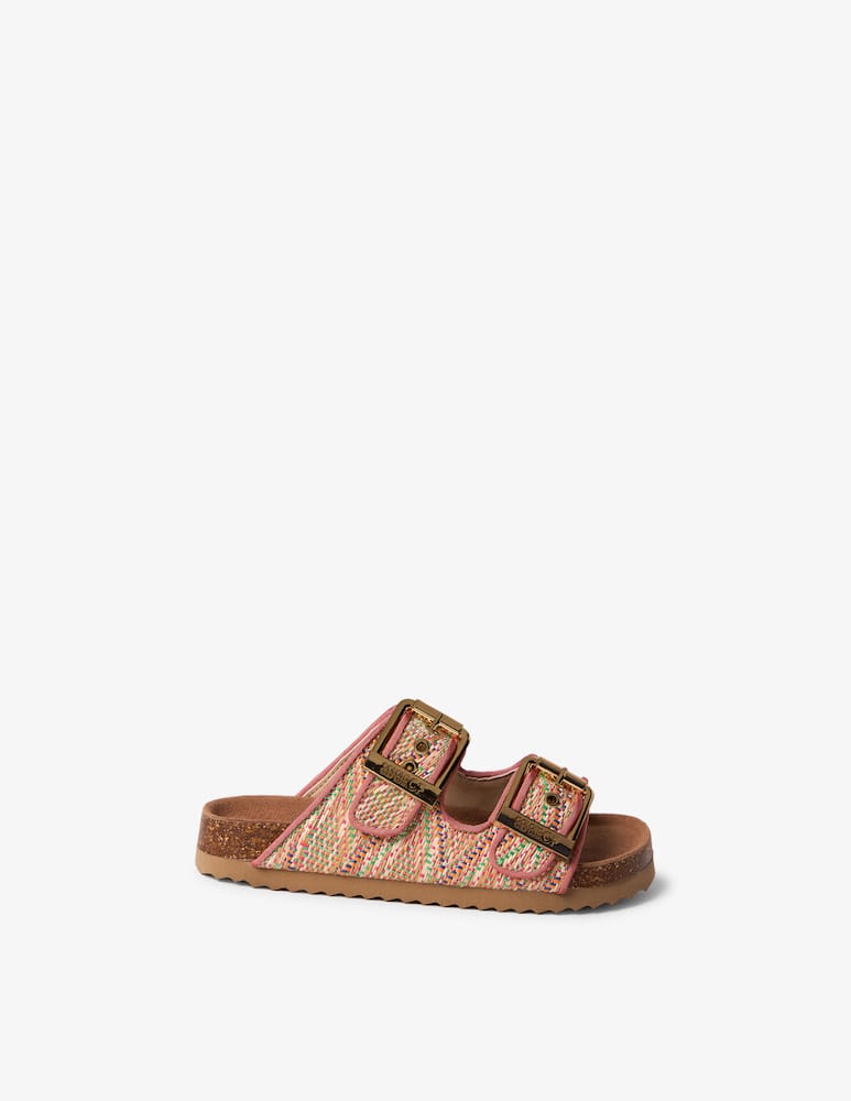 rinascente Colors Of California Raffia double buckle sandals