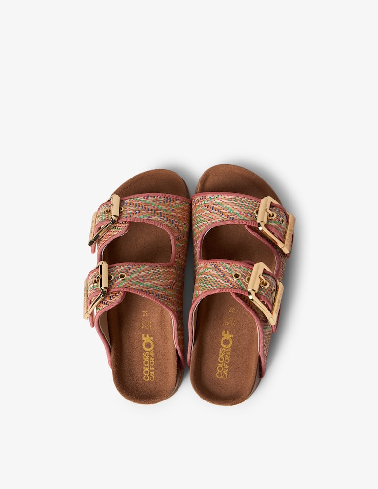 rinascente Colors Of California Raffia double buckle sandals