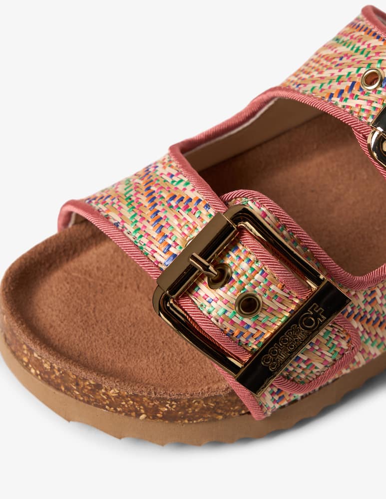 rinascente Colors Of California Raffia double buckle sandals