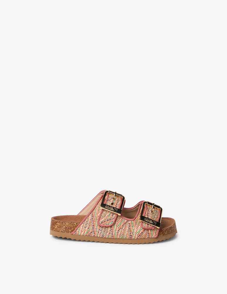 rinascente Colors Of California Raffia double buckle sandals