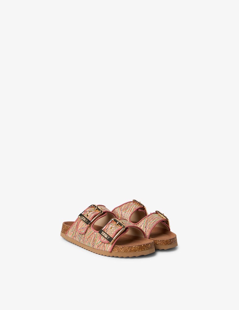rinascente Colors Of California Raffia double buckle sandals