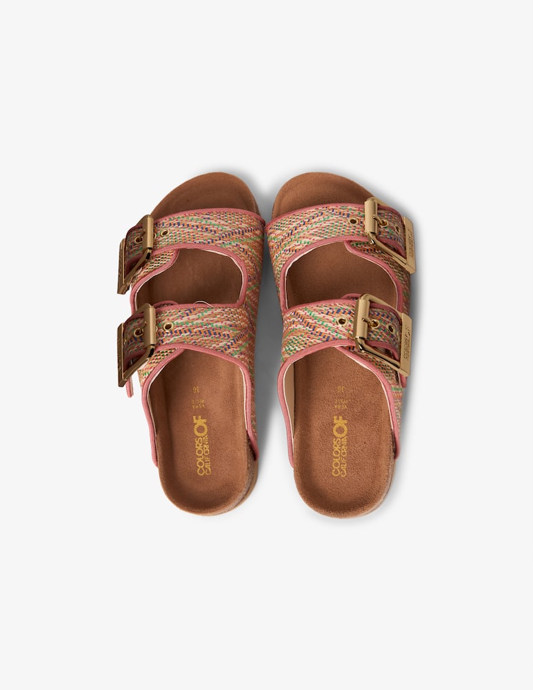rinascente Colors Of California Raffia double buckle sandals
